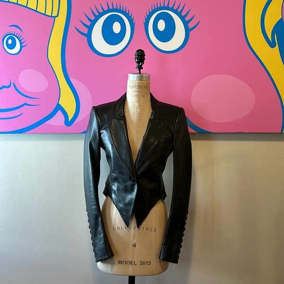 Norisol Ferrari Black Wasp Waist Leather Jacket - Picture 1 of 15